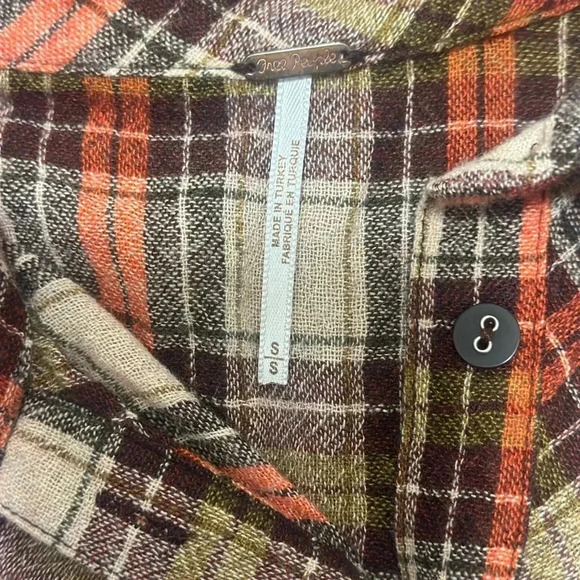 Free People Promise Everything Plaid Peplum Top Women’s Small - Picture 5 of 6